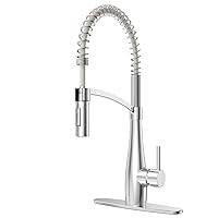 Commercial Kitchen Faucet with Sprayer, Single Handle Pull Down Kitchen Faucet, Modern Spring Kitchen Sink Faucet, 3 Hole Stainless Steel Kitchen Faucet