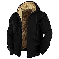 Men's Thick Sherpa Lined Zipper Fleece Hoodie Sweatshirt Winter Warm Jacket Coat Oversized Jackets For Men