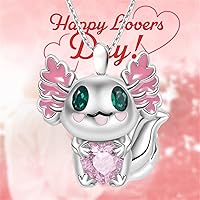 Lucky Girl Embraces Heart Gemstone Necklace Personality Cute Love Crystal Animal Pendant Charm Women 1Pcs
