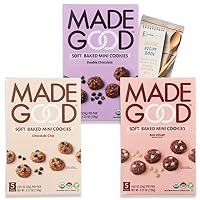 Made Good Soft Baked Mini Cookies Variety Pack of 3 (Chocolate Chip, Double Chocolate, Red Velvet) - Healthy Snacks, Chocolate Chips, Gluten Free Snacks, Vegan, Nut Free, Pure Gluten Free Oats