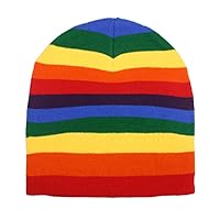 Rainbow Stripe Stripped Multi Color Knit Beanie Stocking Cap Winter Hat