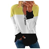 Fall Sweatshirts For Women Fashion Half Zip Blouses Loose Pullover Casual T Shirts Printed Shirts Long Sleeve Tops