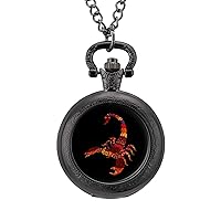 Red Scorpio Zodiac Sign Personalized Pocket Watch Vintage Numerals Scale Quartz Watches Pendant Necklace with Chain
