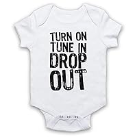 Unisex-Babys' Timothy Leary Turn On Tune in Drop Out Baby Grow