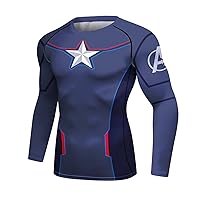 Men's Compression Long Sleeve Quick Dry Shirt Workout Active Sport Printing Tee