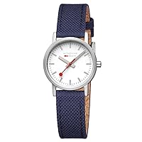 Mondaine Classic Watch | 30 mm/Deep Ocean Blue Recycled Textile with Stitching &Cork Lining