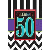 Must-Have Chevron and Stripes 50th Birthday Party Luncheon Napkins Tableware, Pack of 16, Multi , 6.5