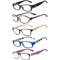 OWL Readers 5 Pack of Elegant Womens Reading Glasses with Beautiful Patterns for Ladies Deluxe Spring Hinge Stylish Look