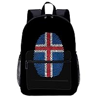 Iceland Finger Print Large Backpack 17Inch Lightweight Laptop Bag with Pockets Travel Business Daypack