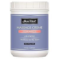 Bon Vital' Deep Tissue Massage Crème, Professional Massage Therapy Cream for Muscle Relaxation, Muscle Soreness, Injury Recovery, Deep Muscle Manipulation, & Sports Massages, 1/2 Gallon Jar