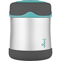Foogo Vacuum Insulated Stainless Steel 10-Ounce Food Jar, Charcoal/Teal (B3004TS2)