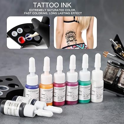 14pcs Tattoo Ink Set Tattoo Professional Supply Black Tattoo Ink Color Set Red White Tattoo Ink Tattoo Pigment Set for Body Art Long Lasting 1/6oz (5ml)