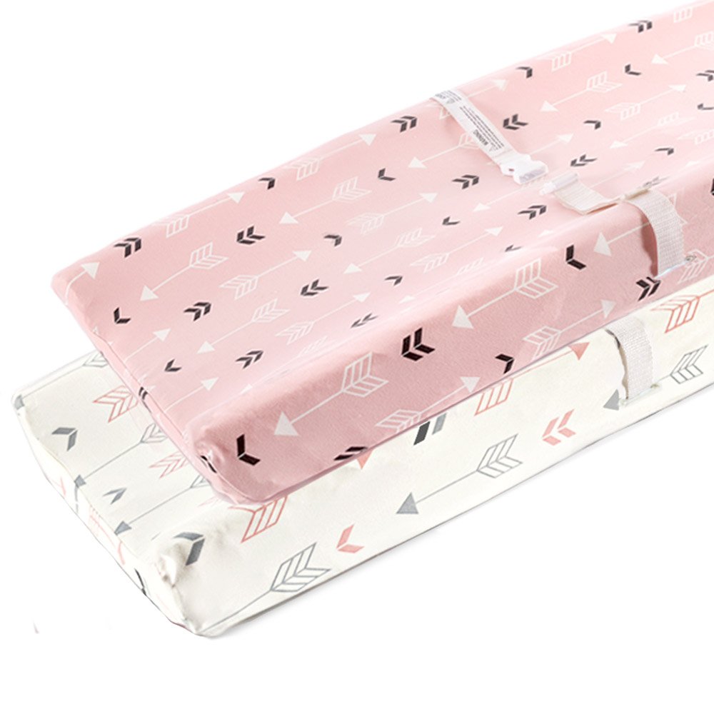 Stretchy Changing Pad Covers BROLEX 2 Pack Jersey Knit Change Pad Covers for Girls Boys,Pink & White Arrow
