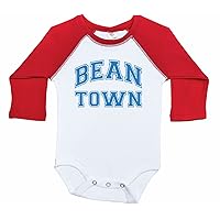 Boston Raglan Onesie, Bean Town, Baby Onesie, Long Sleeve Onesie, Boston Onesie