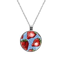 Pink Jungle Flamingos Crystal Glass Necklace, Stainless Steel Stone Pendant Necklace Gemstone pendants Jewelry Gifts for Women Girls