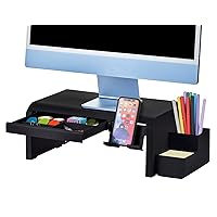 Bostitch Konnect Adjustable Monitor Riser with Drawer, Cell Phone Stand & Pencil Holder, Laptop Stand for Desk, 4 Height Levels, Cable Management & Rubber Feet