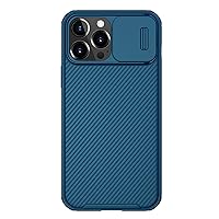 Case for iPhone 13 Pro Max/13 Pro/13/13 Mini, Slim Fit Cover with Slide Camera Cover, Heavy Duty Protective Bumper with Hard PC Back and Soft Silicone Edge,Blue,13 6.1