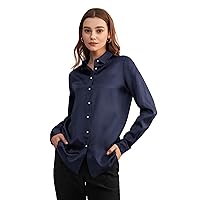 LilySilk Silk Shirts for Women Basic Formal Office Vintage Long Sleeve Pearl Button Down Silk Blouse Tops for Ladies