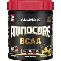 ALLMAX AMINOCORE BCAA, Pineapple Mango - 945 g Powder - 8.18 Grams of BCAAs Per Serving - with B Vitamins - No Fillers or Non-BCAA Aminos - Sugar Free - 90 Servings