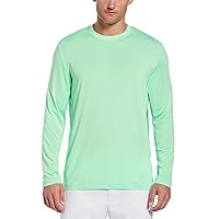 Men's Mixed Media Sun Protection Long Sleeve Crew Neck Golf Shirt, Spring Bouquet, Large