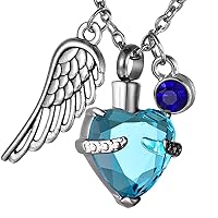 Colorful Birthstone Loved Ashes in Heart Urn Pendant Necklace Cremation Jewelry Memorial Keepsake