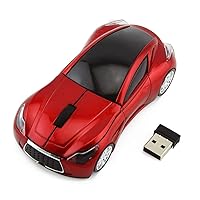Sport Car Shape Mouse 2.4GHz Wireless Optical Gaming Mice 3 Buttons DPI 1600 Mouse for PC Laptop Computer (Red)