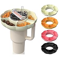 Stanley Snack Tray For Stanley 40 Oz Tumbler With Handle,Stanley Cup Accessories Snack Bowl For Stanley Dupe 40oz,Silicone Reusable Snack Ring Holder For Stanley Quencher Adventure 40oz Pumpkin Beige