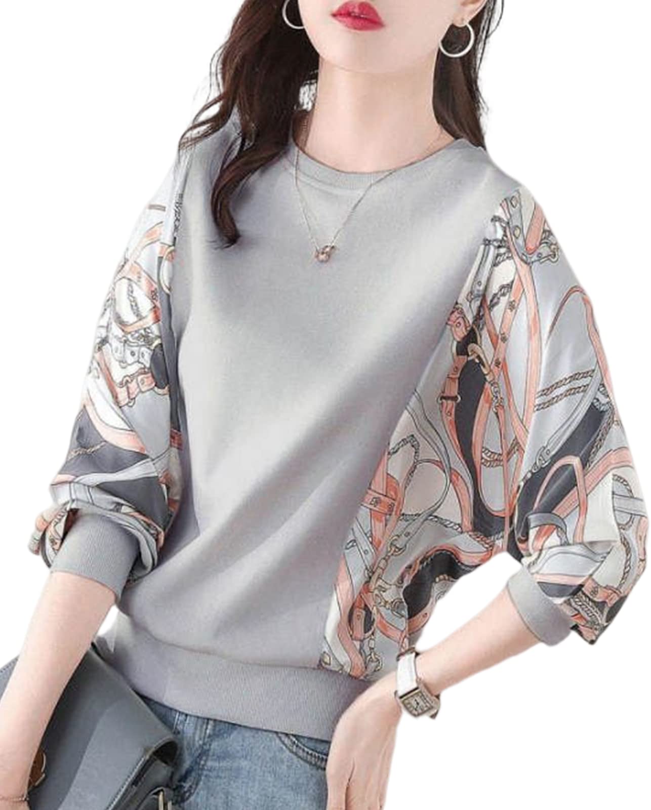 MARIA MARFA 3S-M01 Women's Dolman Sleeve Blouse, Long Sleeve, Top, Spring, Autumn, Cut, 4 Colors Available