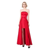 Women's Strapless Satin Evening Dresses with Detachable Skirt