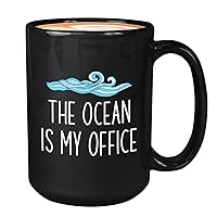 Sarcasm Diving Mug Black 15oz - The Ocean Is My Office - Diver Underwater Sea Outdoor Beach Ocean Hobbies Sport Scuba Diving