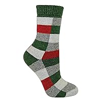 Womens Thick Checkered Patterned Moisture Wicking Wool Silk Socks for Warmth