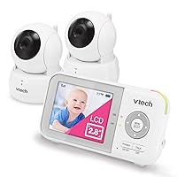 VTech VM923-2 Baby Monitor, 2.8”Screen, 1000ft Range, Pan-Tilt-Zoom, Night Vision, 2-Way Audio, Temperature Sensor, Lullabies, Secured Transmission No WiFi