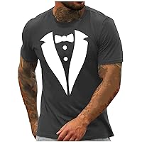 Top Christmas Deals Tuxedo Bow Tie Graphic Shirts Men Funny Costume Novelty T Shirt St Patricks Day Tee Tops Short Sleeve Muscle Shirt Men Casual T Shirts