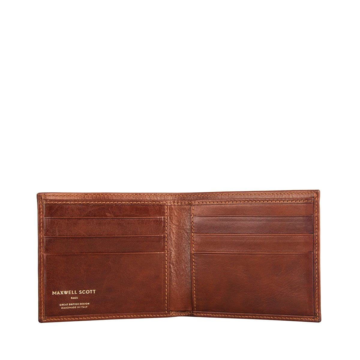 Maxwell Scott - Personalized Luxury Leather RFID Billfold Wallet for Men - The Vittore RFID - Chestnut Tan