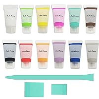 12 Color Chalk Paste with 3PCS Mini Squeegees,Screen Printing Ink,Starter Chalk Paste Paint for Stencil,Self Adhesive Silk Screen Stencils Paste,Chalkboard Paint for Transfers Art Craft 10mg/Jar