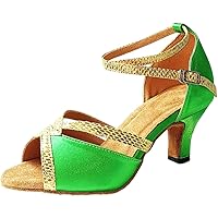 Womens Ballroom Lace Dance Shoes Latin Tango Swing Jazz 2.4IN Social Heels Jazz Sandals Customized Heel