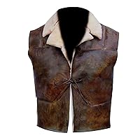 Clint Eastwood Cowboy Mens Vest - Brown Leather Vest Men - Men's Outerwear Western Cowboy Vest