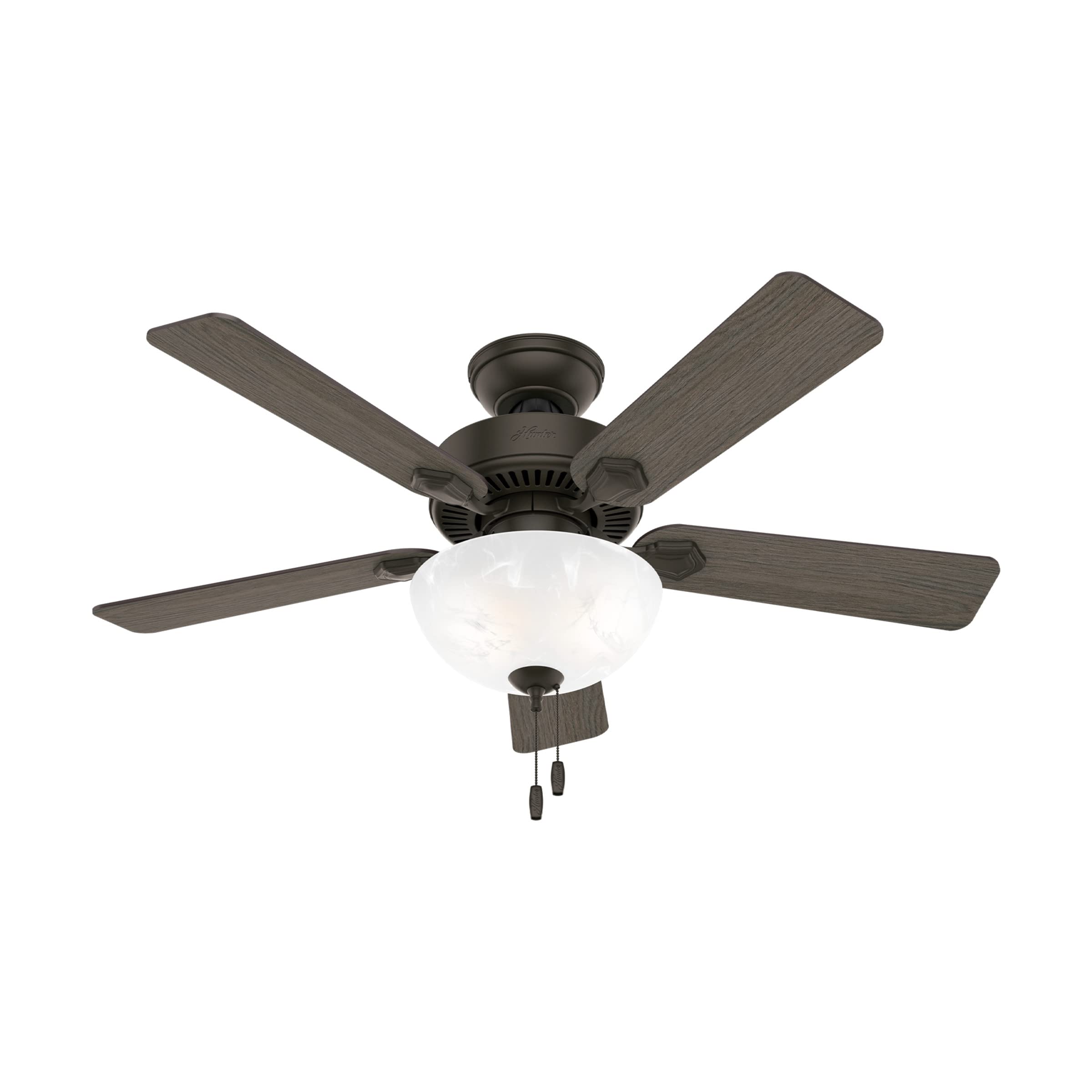Hunter Swanson 44-inch Indoor New Bronze Casual Ceiling Fan With Bright LED Light Kit, Pull Chains, and Reversible WhisperWind Motor Included