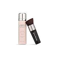 MagicMinerals AirBrush Foundation by Jerome Alexander – 2pc Set with Airbrush Foundation and Kabuki Brush - Spray Makeup with Anti-aging Ingredients for Smooth Radiant Skin (Bright Light)