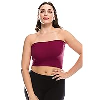 Kurve Women's Plus Size Bandeau - Basic Strapless Seamless Stretchy Tube Top, UV Protective Fabric UPF 50+ (Made in USA)
