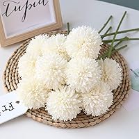 Artificial Flowers Chrysanthemum Ball Flowers Bouquet 10pcs Present for Important People Glorious Moral for Home Office Coffee House Parties and Wedding(Milk White)