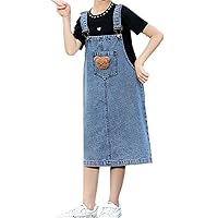 Girls Jean Overall Dress and Summer Tops 2 Piece Set, 3-14 Years