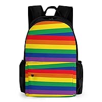 Rainbow Color Line Stroke Laptop Backpack for Men Women Shoulder Bag Business Work Bag Travel Casual Daypacks