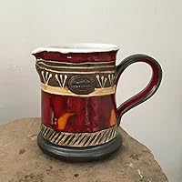 Artisan Red Pottery Milk Jug - 10oz Ceramic Creamer - Handmade Wheel-Thrown Pottery - Table Decor, Coffee Tea Sets - Christmas Gift
