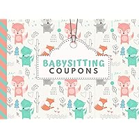Babysitting Coupons: Pastel Baby Fox - Woodland Animal Theme - Pink Green Gray / 50 Vouchers / Gift Book for Grandparents - Grandma - Grandpa - New Mom Baby Shower / Cute Card Alternative