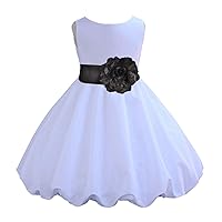 ekidsbridal Wedding Pageant White Taffeta Flower Girl Knee Length Bubble Dress 846F