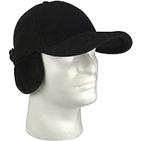 Black Polar Fleece Cold Weather Low Profile Baseball Cap with Earflaps