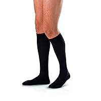 JOBST 115110 forMen Ribbed Dress Compression Sock, Knee High, 30-40mmHg, Closed Toe, Large, Black
