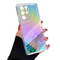 Miagon Colorful Laser Case for Samsung Galaxy S24 Ultra,Laser Ray Rainbow Color Holographic Crystal Clear Cover Slim Hard PC Sparkle Protective Florescent Iridescent Bumper