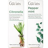 Citronella Roll On & Peppermint Roll On Set - Essential Oils Aromatherapy Roll On with Essential Oil Set - 2x0.34 fl oz - Gya Labs